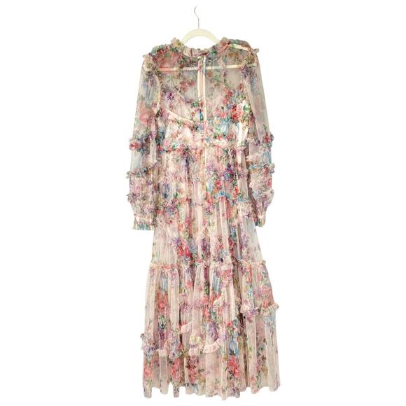 UNTAMED PETALS By Amanda Judge Dreamer Maxi Dress Floral Mesh Size Medium - Picture 3 of 13